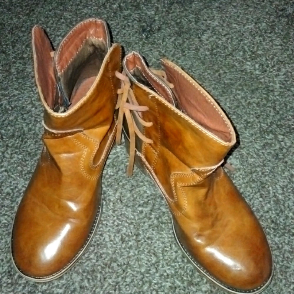 Brown Boots with Strings on Back